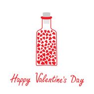 Love bottle with hearts inside Happy Valentines Day card N2