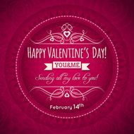 red valentines day greeting card with heart flower and wishes