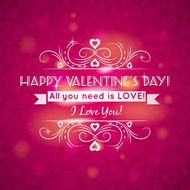 pink valentines day greeting card with hearts
