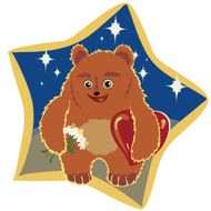 light brown bear with flowers and hearts