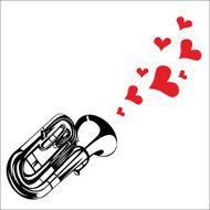 Heart love music trumpet playing for valentine day