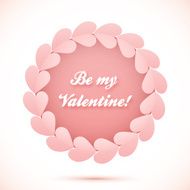 Pink realistic paper hearts circle vector frame N2