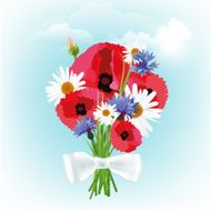 white ribbon bouquet