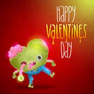 Happy Valentines card with zombie heart N3