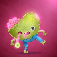 Happy Valentines card with zombie heart N4