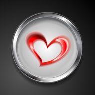 Abstract button with love symbol