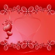 St Valentine red butterflies and hearts card background