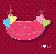 Stock signboard hanging on a clothesline with hearts