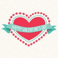 Valentine greeting card with big heart and ribbon