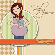 happy pregnant woman baby shower card N25