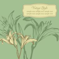 vintage floral card with lilies N3