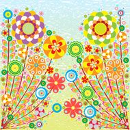 Vector floral composition card with grunge color background N5