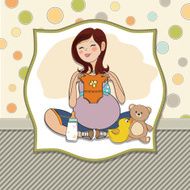 happy pregnant woman baby shower card N26