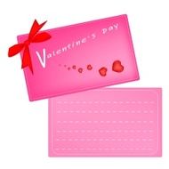 Lovely Pink Valentine Card with Red Ribbon