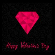 Big pink polygonal diamond on the black background Happy Valent N2