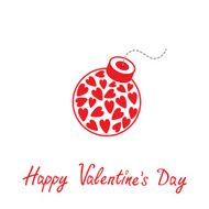 Bomb with hearts inside Happy Valentines Day card