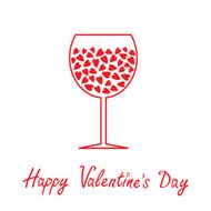 Wine glass with hearts inside Happy Valentines Day card