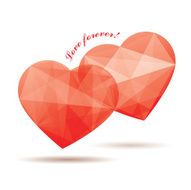 two red crystal hearts