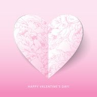 Paper Heart Love Card with Flower Pattern N2