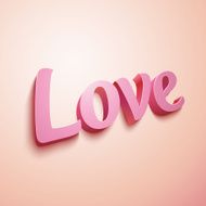 Pink realistic plastic vector Love sign