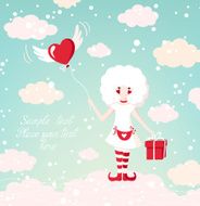 Romantic beautiful girl with gift and balloon