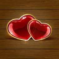 Two hearts on wooden background N2