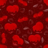 hearts and cherry in chocolate seamless pattern