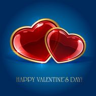 Two hearts on blue background