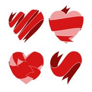 hearts from ribbons - vector illustration