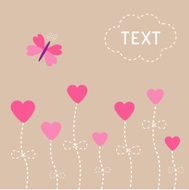 Vector love card Heart flowers Butterfly