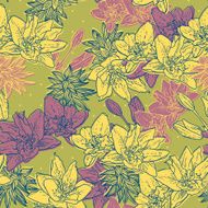 Seamless floral background with bird N7