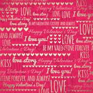 red background with golden valentine hearts and wishes text