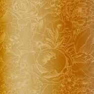 Seamless vintage pattern with lush flowers Gold