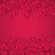 red valentines background with many flowers and hearts