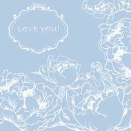 Love Greeting Card with Flowers and cute little Fairy