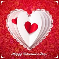 Red and white cutout paper vector heart N4