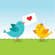 Little birds in the day with love letter