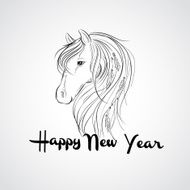 Christmas card with horse Vector illustration