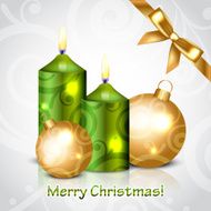 Vector Merry Christmas background with green candles