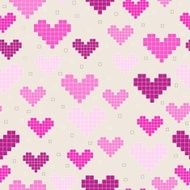Seamless pattern with pixel hearts