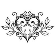 Vector Deco Floral Heart N3