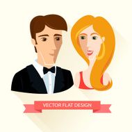 Festively dressed couple Flat design
