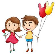 girl and boy with balloons