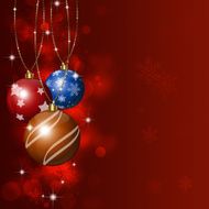 Christmas balls on red background N2