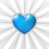 Shiny crystal love hearts on silver line N2