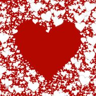 shape from different white hearts on red backgrounds Valentine&#039;s day