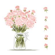 Vase with pink flowers sketch for your design