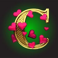 Golden Figure with Hearts c