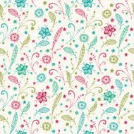 Floral colorful hand drawn seamless texture N2