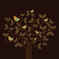 cute vector birds on a tree